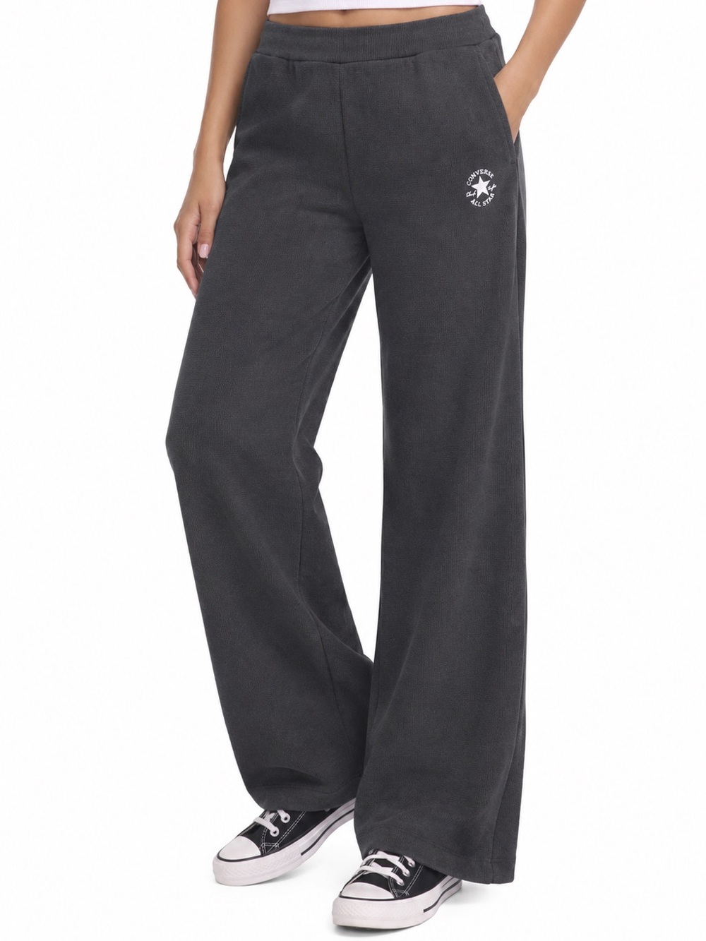 Converse Women's Charcoal Wide-Leg Sweatpants with Logo